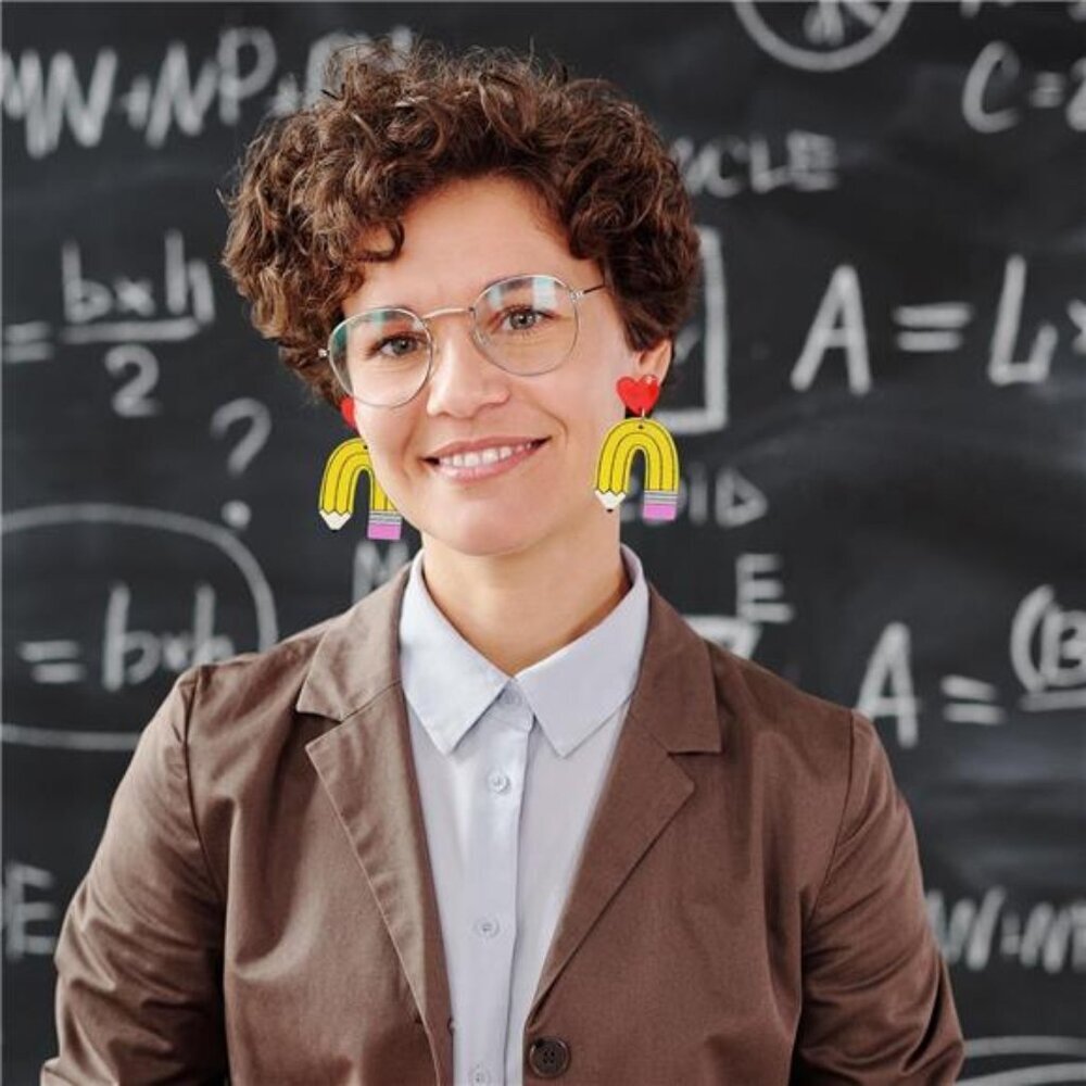 5 Pairs Colorful Back to School Teacher Earrings for Women Fun Earrings Playful - Picture 4 of 6